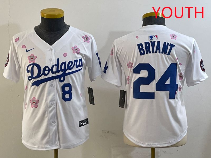 Youth Los Angeles Dodgers #24 Bryant White Sakura Edition 2025 Nike MLB Jersey style 9